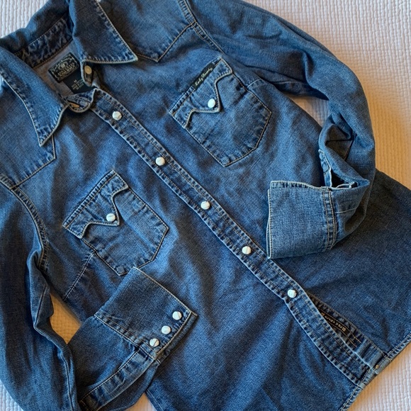 Lucky Brand Tops - Lucky Brand Blue Denim Shirt with Snap Close